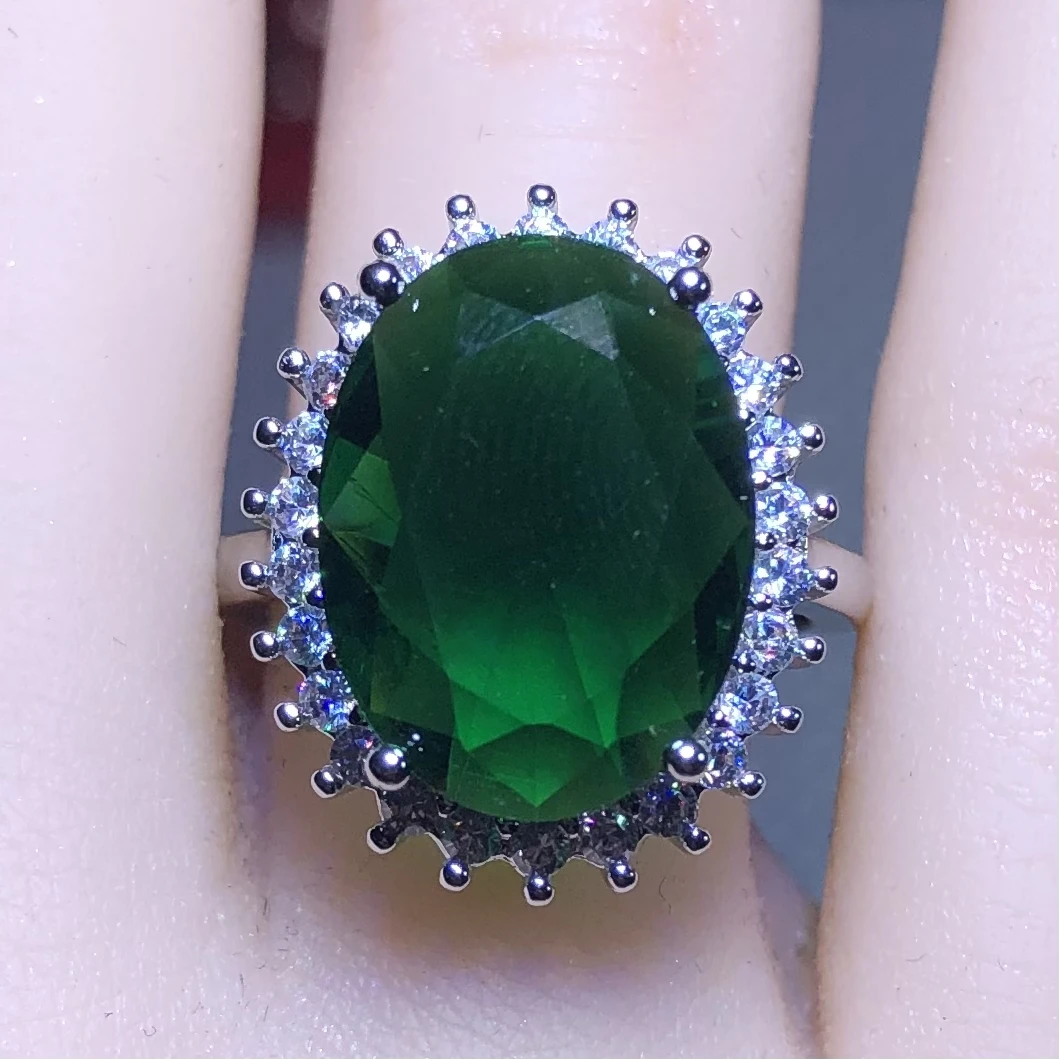 11124深宝绿色戒指活口戒指美培育丽精致可调节精选气质款