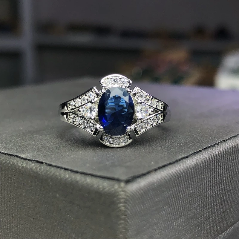 11144深宝蓝戒指活口银色托开口可调节美丽漂亮精选气质款LAN1