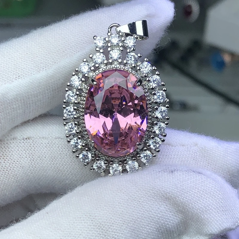 2124粉色钻吊坠银色美丽培育精致托美丽漂亮精选（配链子）