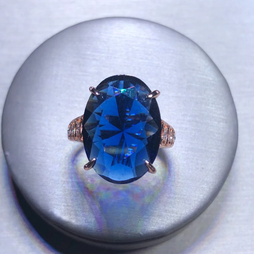 12144 深宝蓝戒指培育活口开口可调节漂亮可爱精选