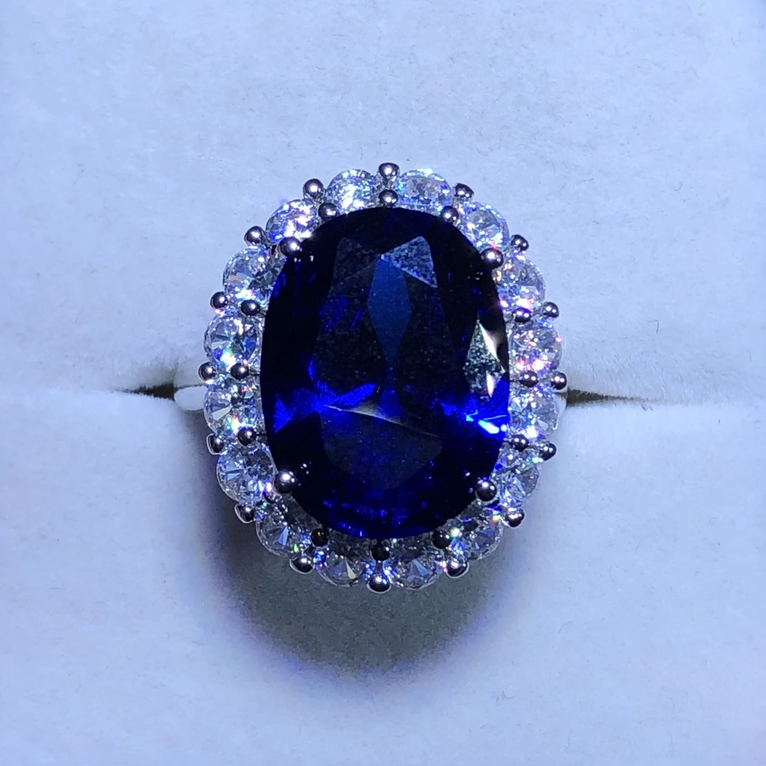 11144深宝蓝戒指活口银色托开口可调节美丽漂亮精选气质款