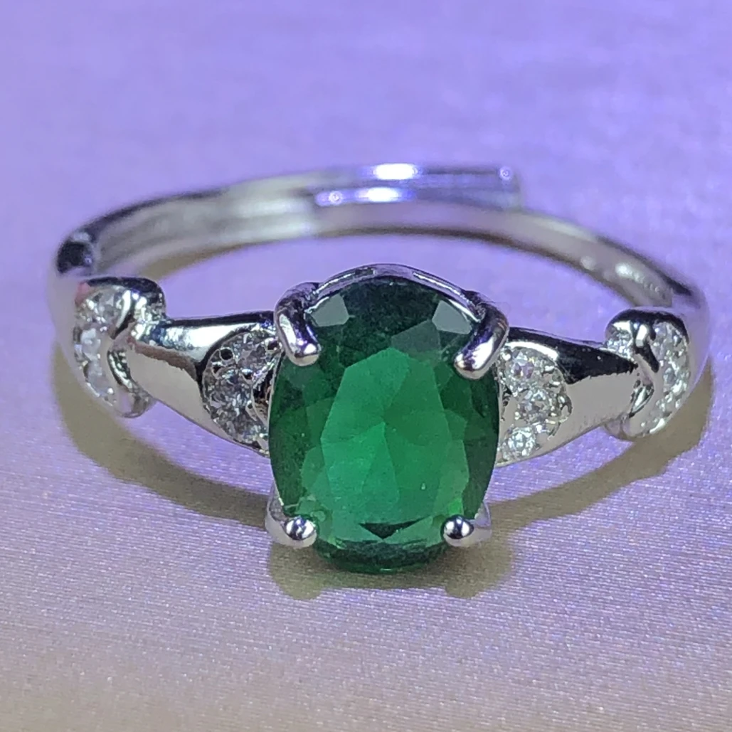 111245 宝绿色戒指活口漂亮美培育丽精致开口可调节精选LV3