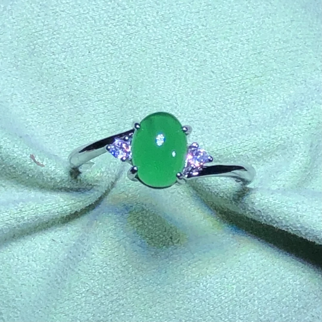 113443 绿小碧戒指3克拉开口可调节时尚气质精选