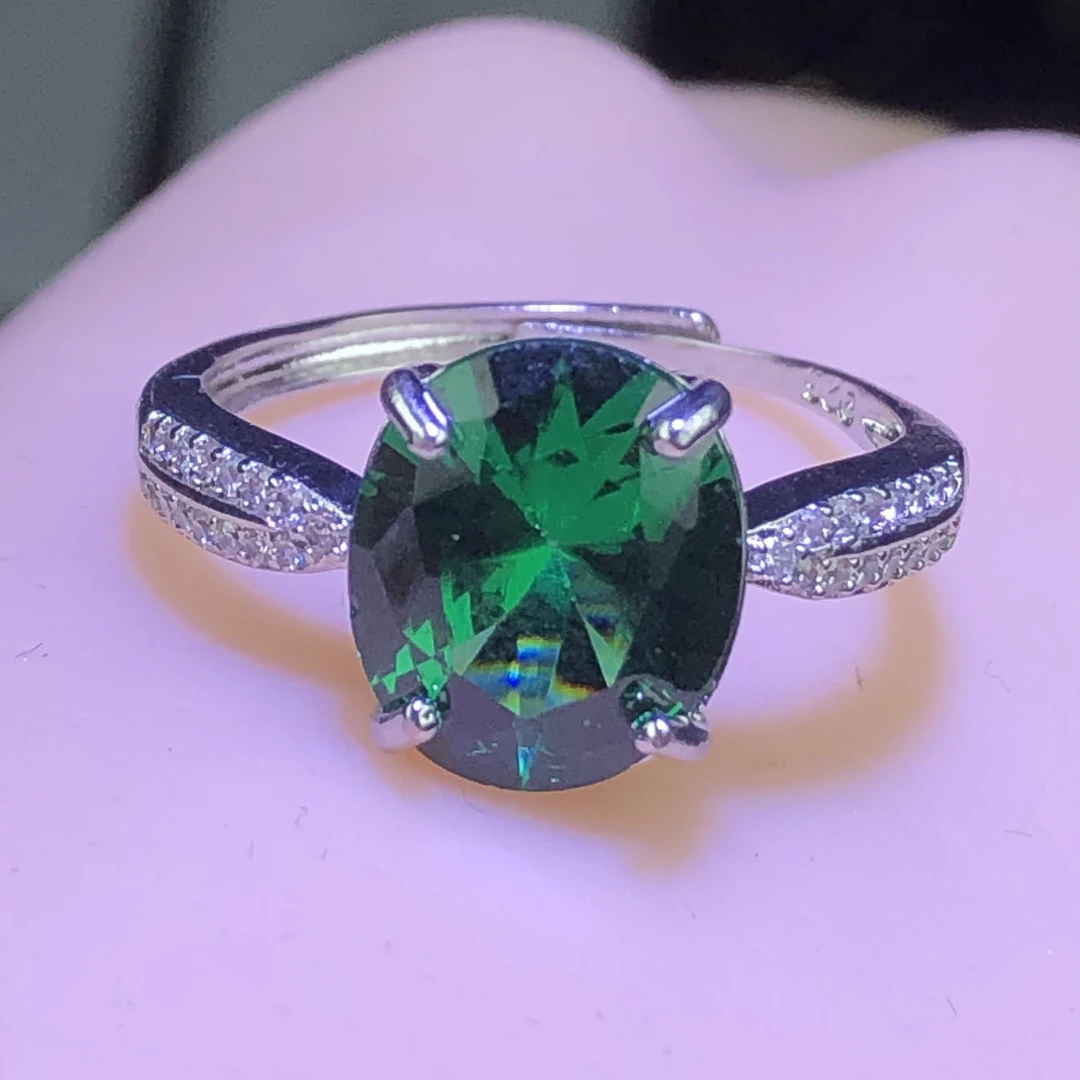 11124深宝绿色戒指活口戒指美培育丽精致可调节精选气质款LV3