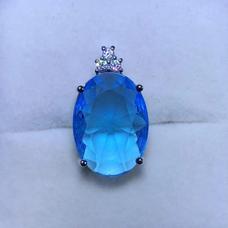 21204天空蓝海蓝送银色链开口可调节精选