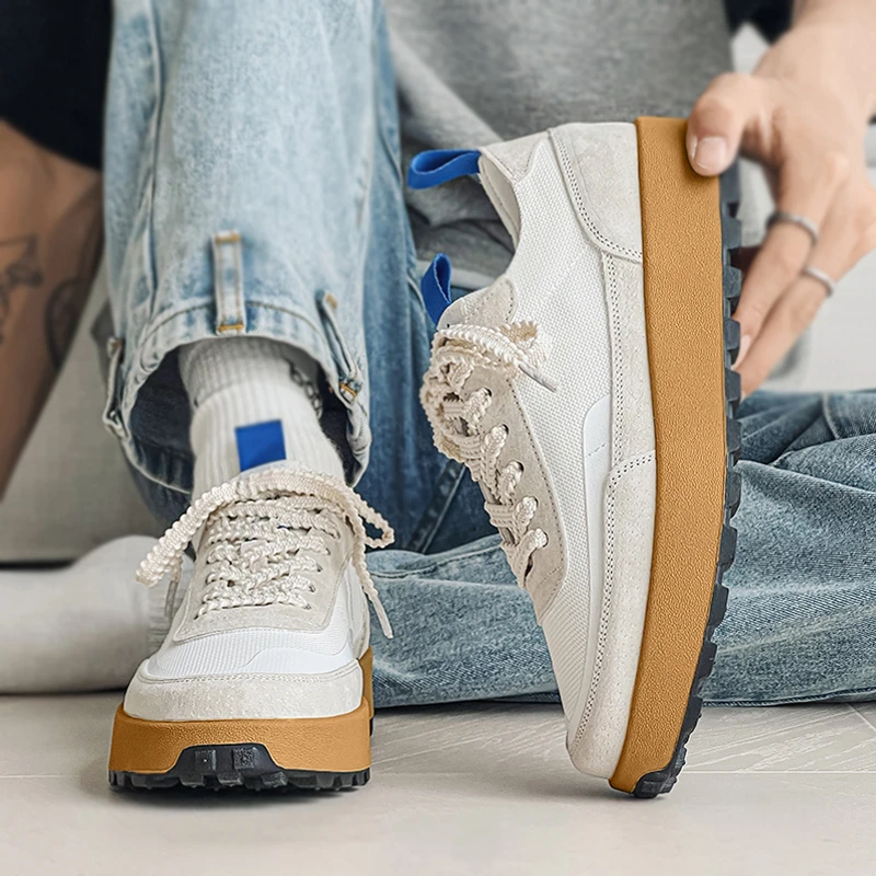 男士潮牌高端鞋休闲鞋2025新款夏季透气运动鞋百搭厚底复古阿甘鞋