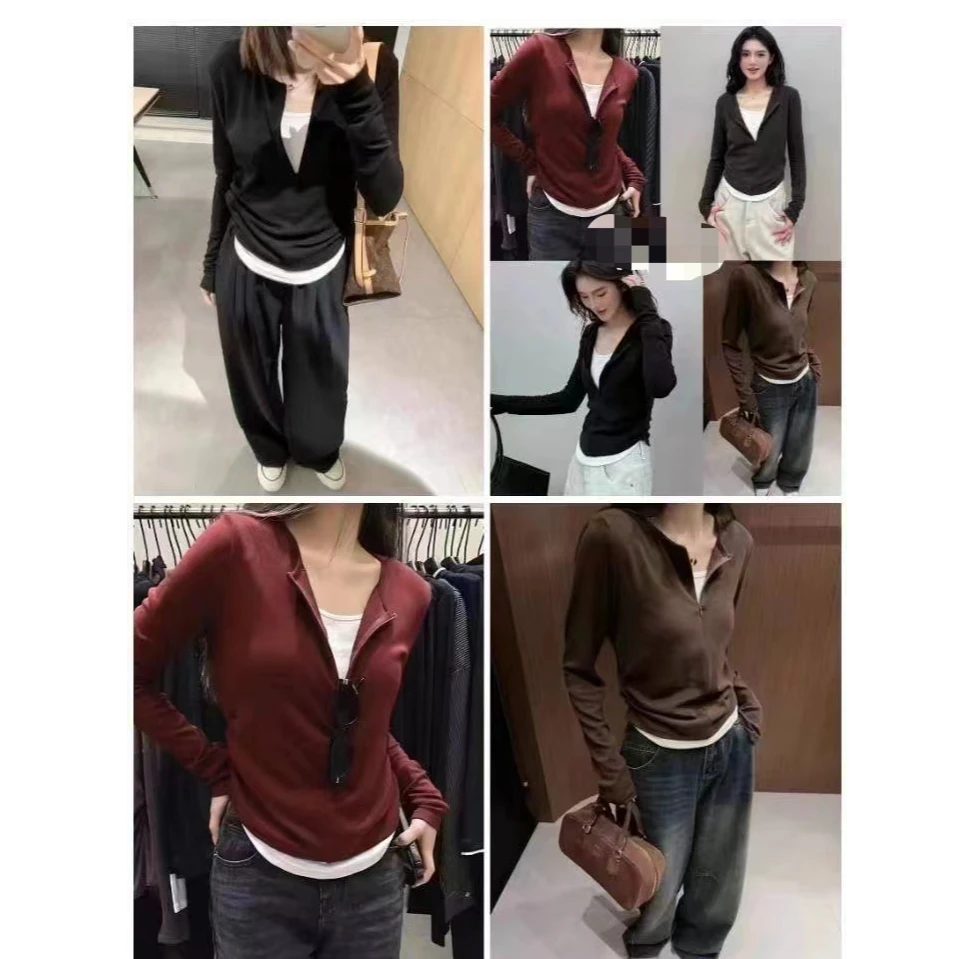 新疆包邮秋季打底半拉链假两件长袖时尚休闲百搭气质上衣女装秋冬