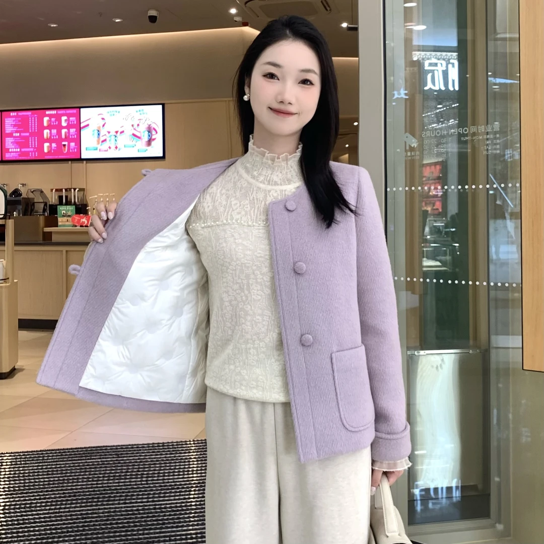 Candy Cloud鹅绒小香！顶奢90%白鹅绒毛羊大衣外套羽绒服YRF143/1