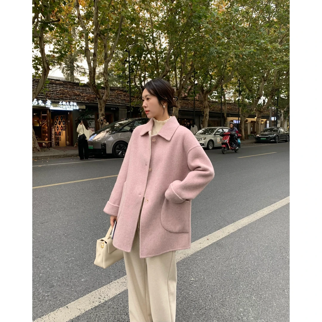 Candy Cloud冬日 正反双面穿100澳羊毛手缝双面呢大衣外套DY198/1