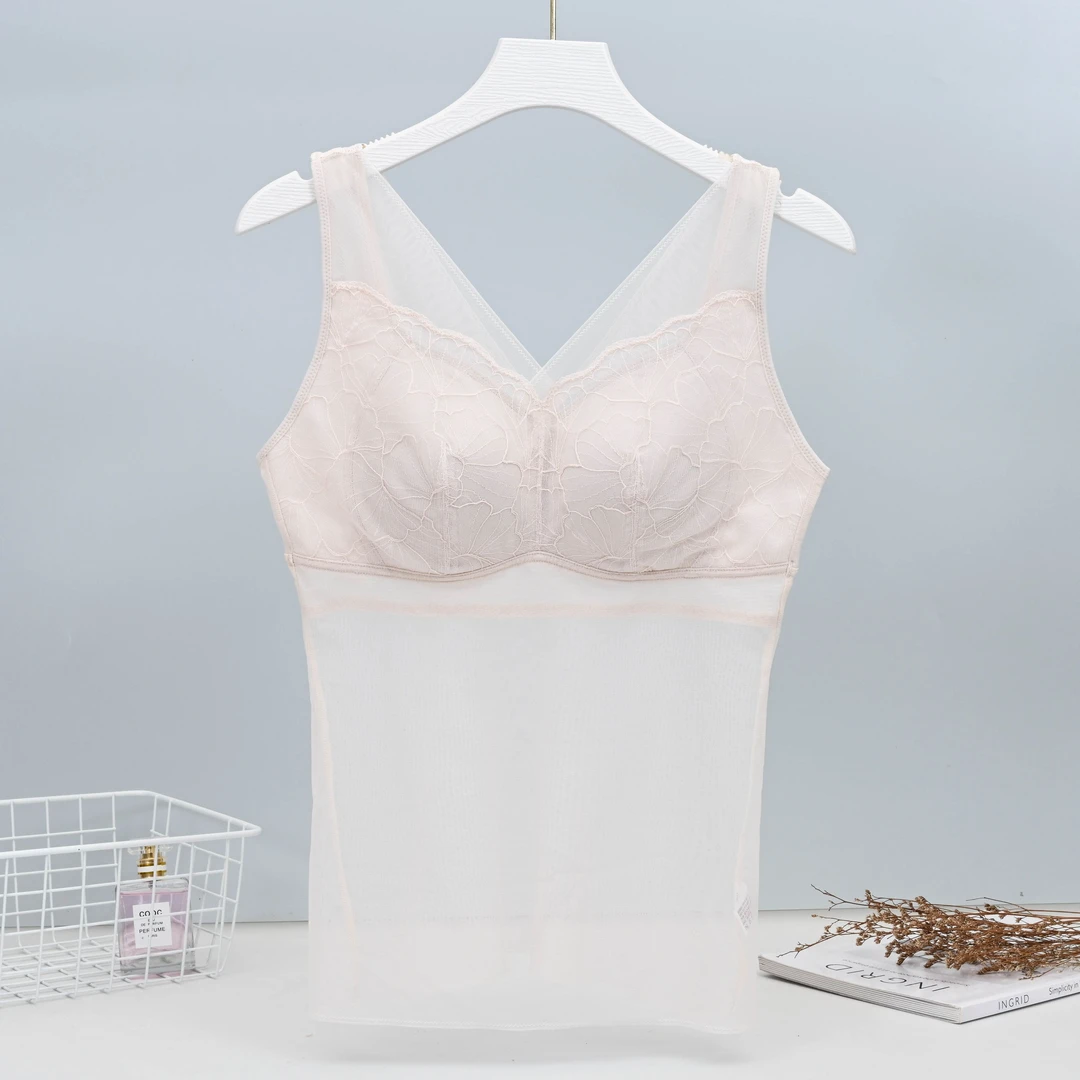 桑蚕丝美背 夏季薄款无痕天然乳胶杯背心打底上衣BX09/1
