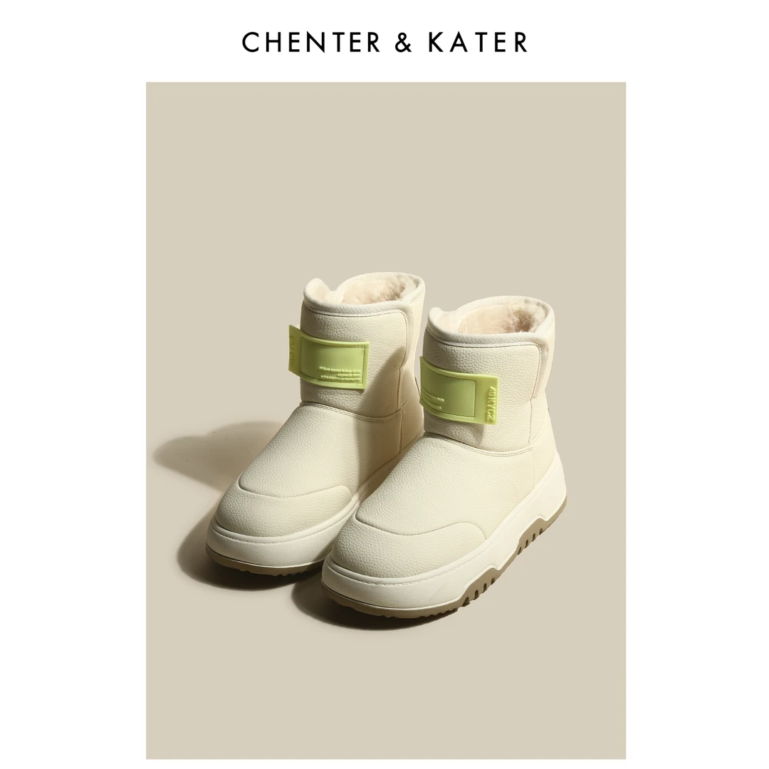 CHENTER&KATER雪地靴2024冬厚底加绒加厚防滑保暖面包短靴