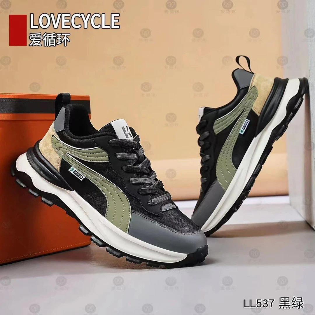 秋季新款！男士皮面运动鞋超轻跑步鞋透气阿甘鞋男款潮鞋537