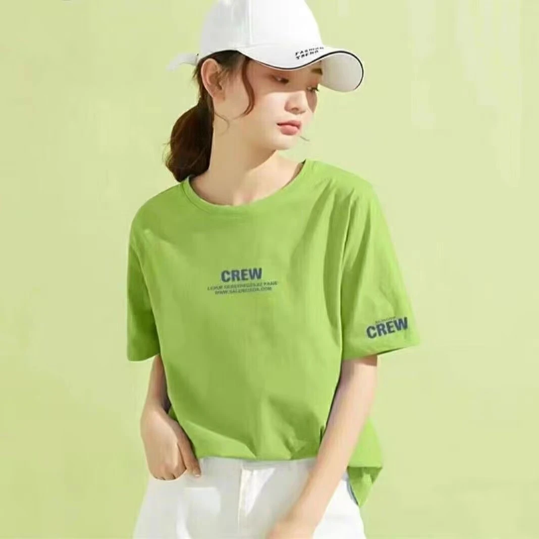 【CREW袖口带标】女款短袖 夏季百分百纯棉短袖精梳棉宽松版显瘦T恤