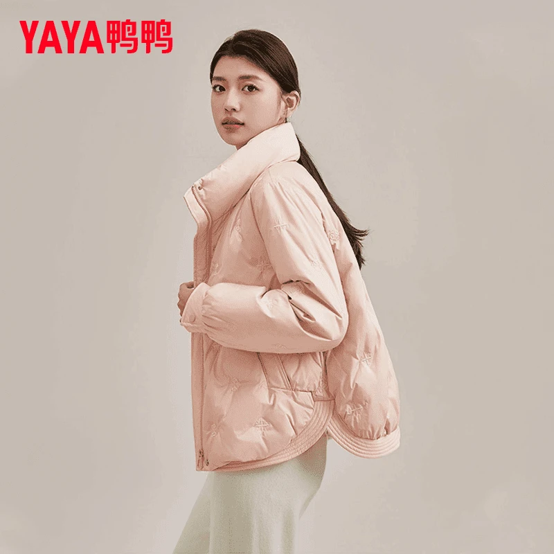 YAYA/鸭鸭新中式羽绒服女2024年新款冬季时尚宽松轻薄款短款外套