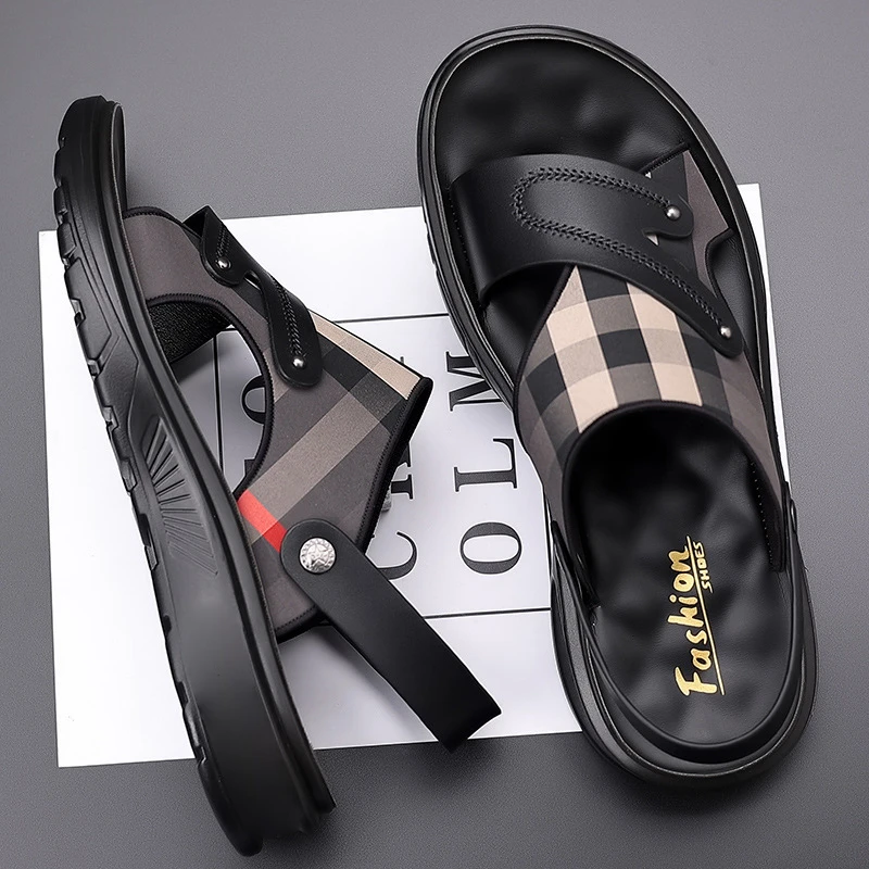 KK663大码男士凉鞋45新款休闲外穿沙滩鞋46脚肥加宽青年凉拖鞋47