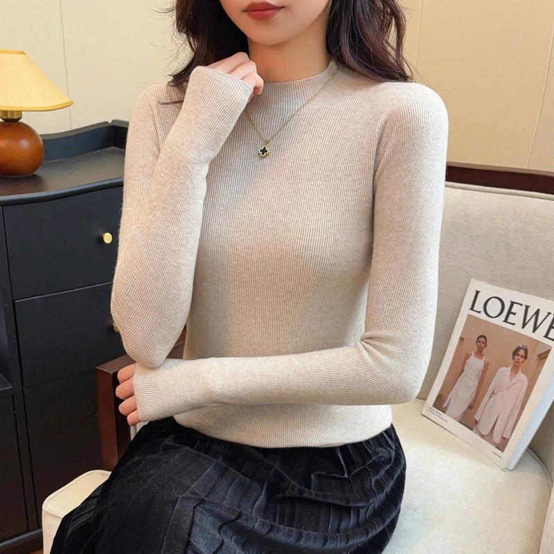 竹羽希【美乐蒂专属】无缝毛衣打底秋冬百搭针织修身长袖显瘦2024