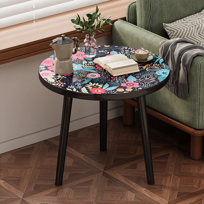 曼陀罗边几茶几沙发边柜北欧图案网红卧室小圆桌客厅角几床头桌子
