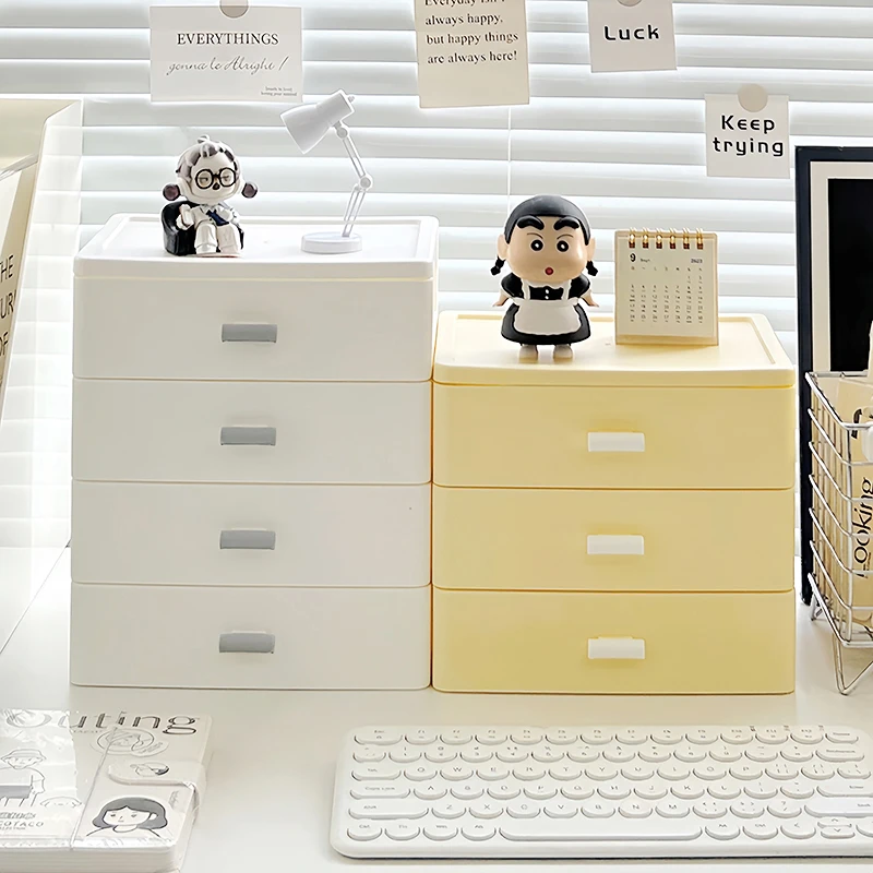 桌面收纳盒抽屉式学生宿舍书桌文具整理盒办公室杂物化妆品置物架