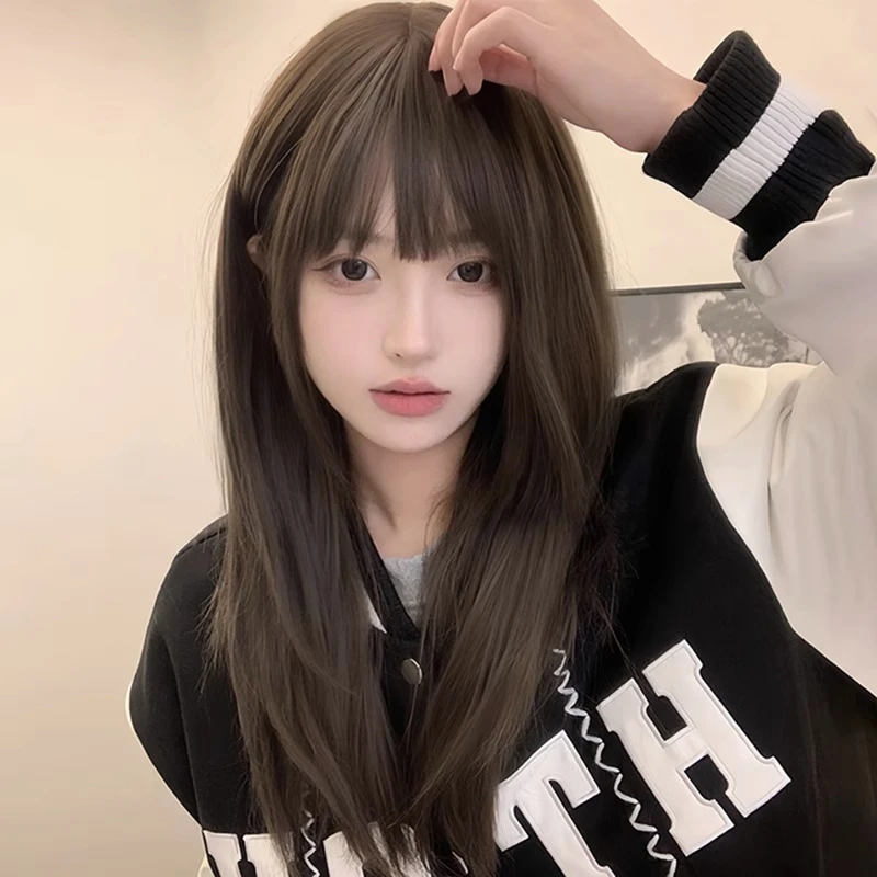 假发女长发日常圆脸棕色长直发日系jk显白发色全头套仿真人假发套