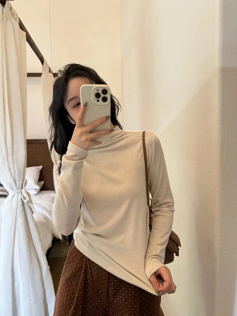 【加绒】加绒纯色内搭半高领气质百搭修身显瘦保暖打底衫上衣1201