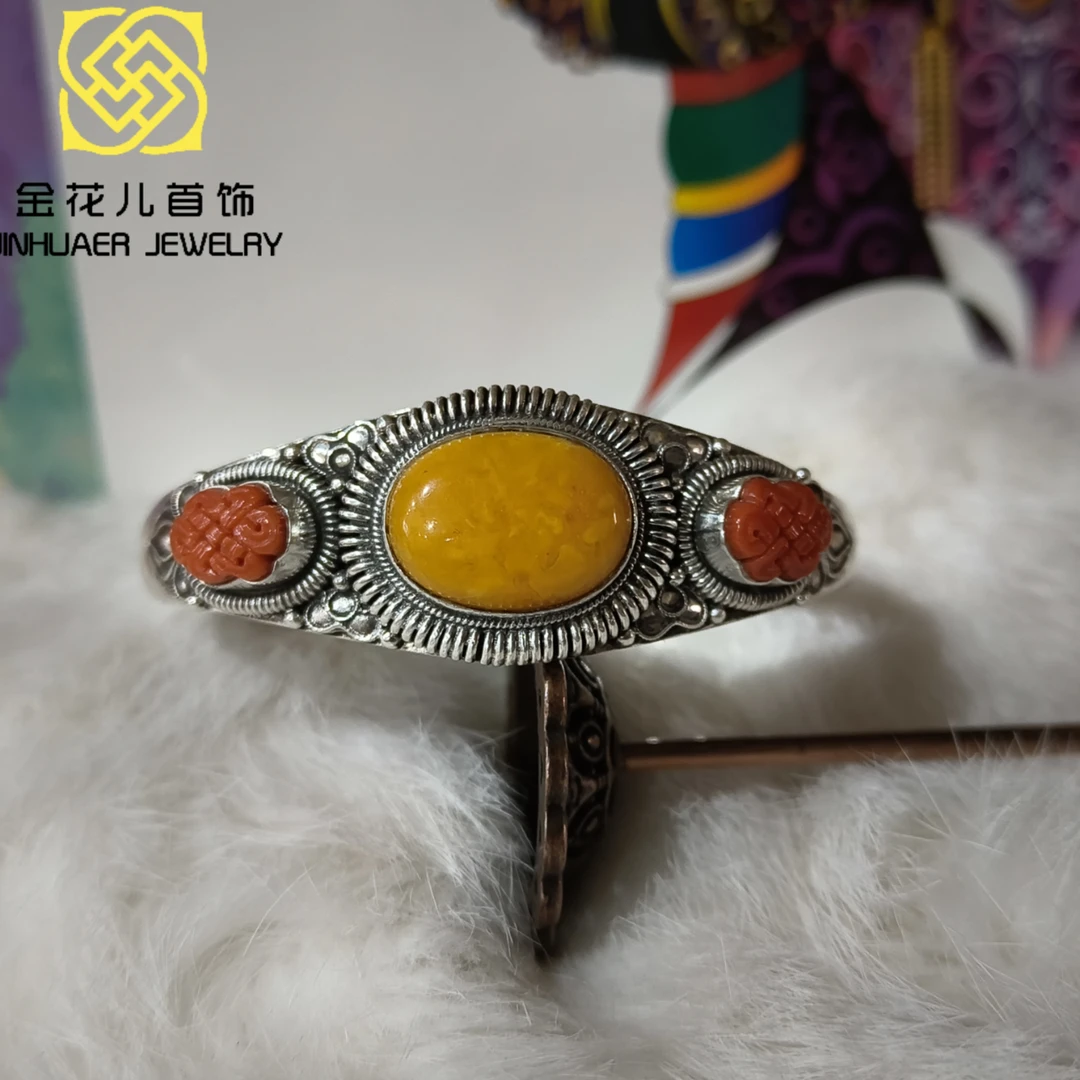 足银手镯 蒙古元素 原创设计 手工制作 蜜蜜旭日  纯手工