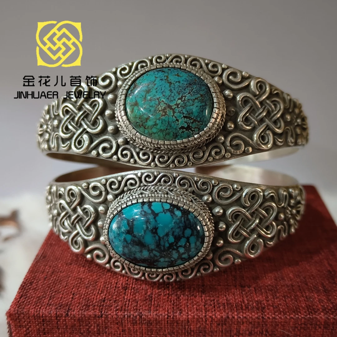 足银手镯 蒙古族元素 原创设计 传统手工工艺 乌优民族风