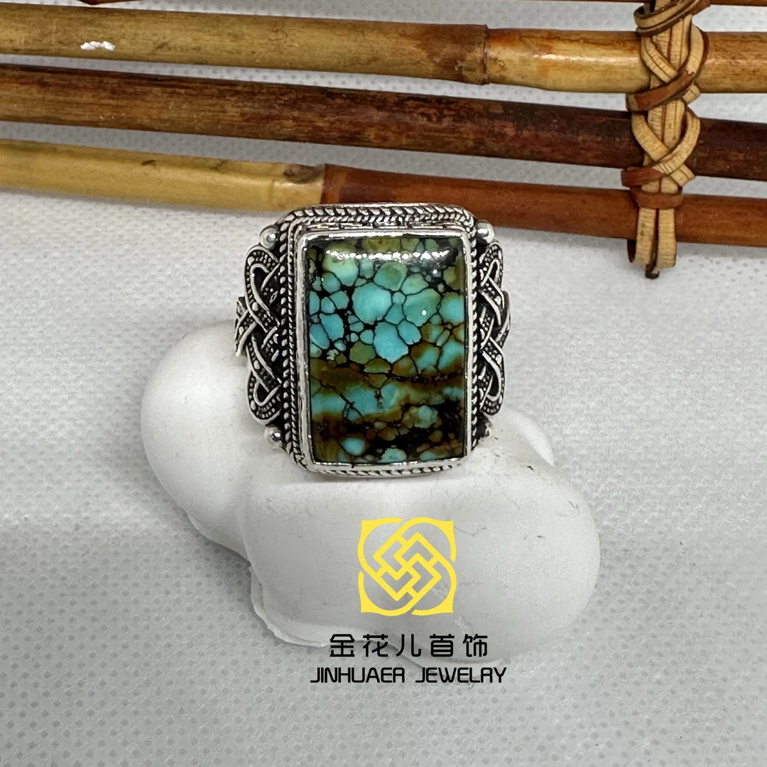 足银戒指 足银蒙古元素原创乌优戒指时尚复古手工男士民族风做旧