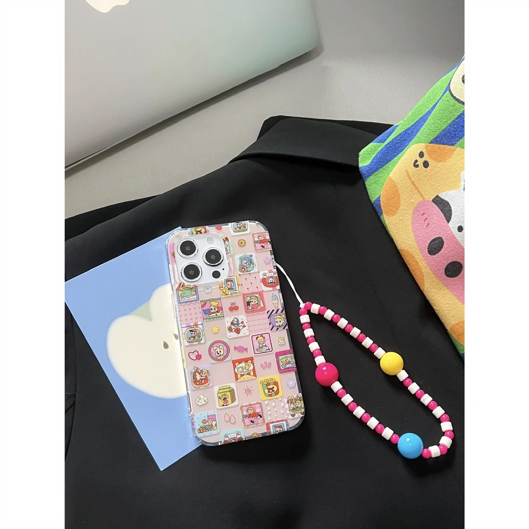 可爱原田治双层韩系卡通彩色链条苹果手机壳iPhone15/14/13硬