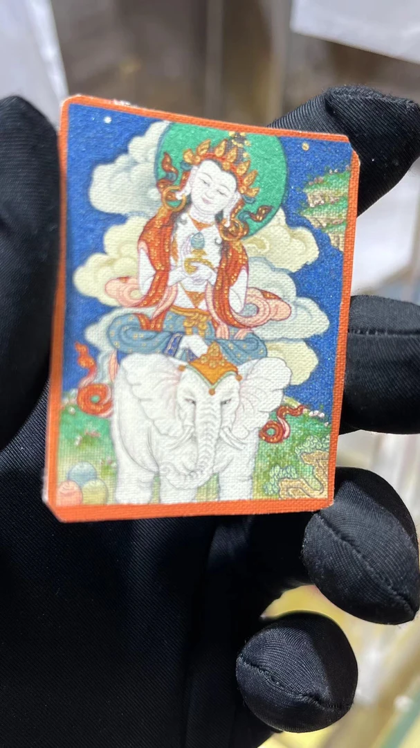 天然颜料手绘普贤唐卡 手工