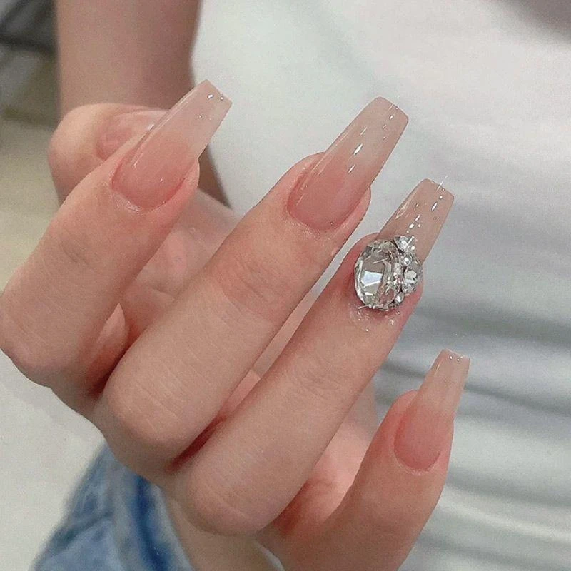 鸽子蛋手工堆钻成品爆款堆钻超闪指甲钻石美甲DIY饰品大钻款白色