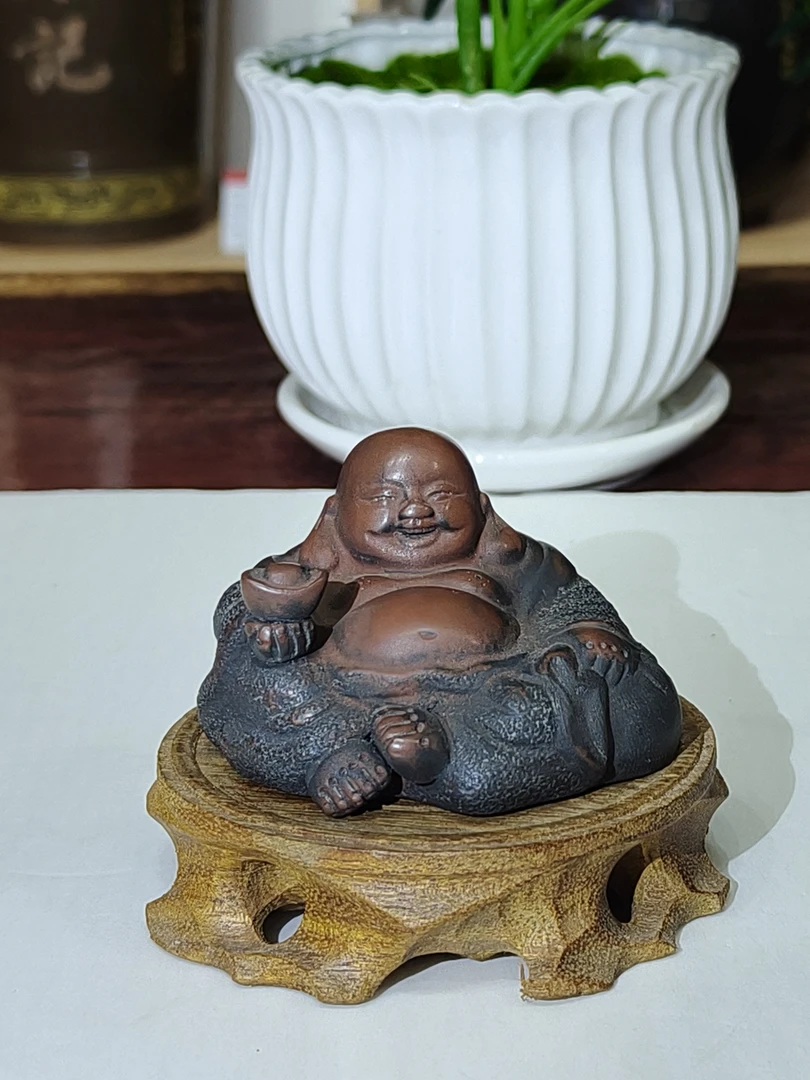 坭兴陶笑佛摆件茶宠