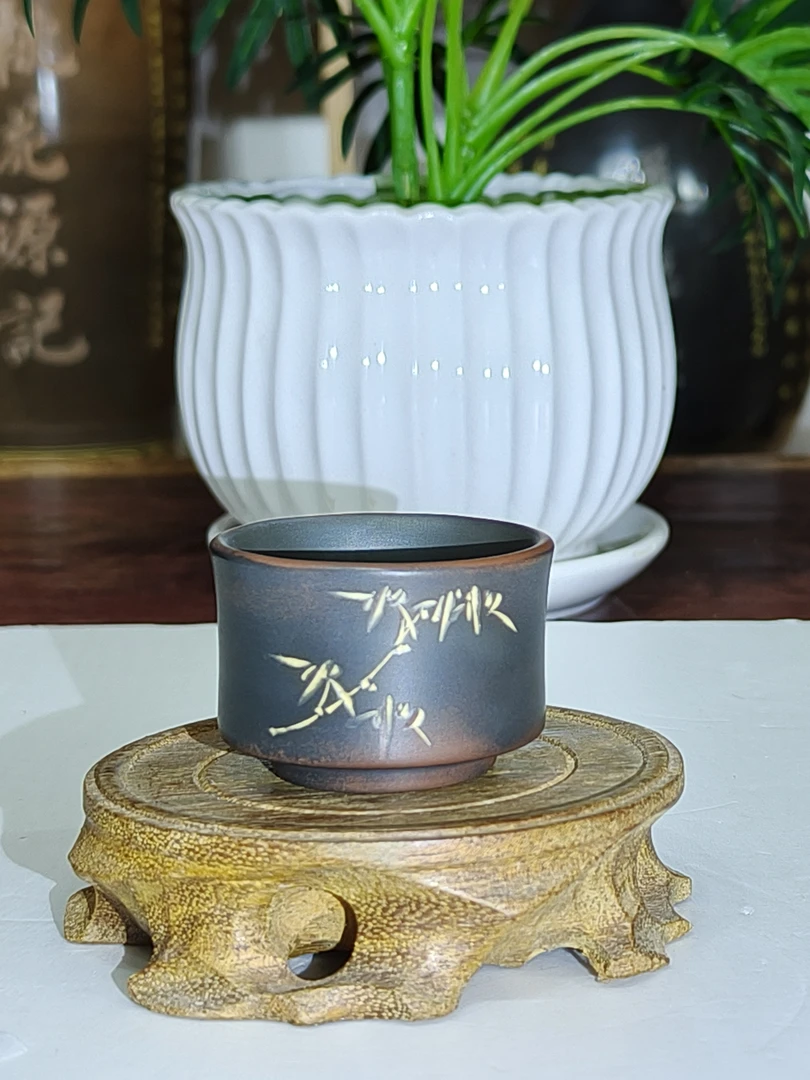 坭兴陶线雕手工雕刻杯