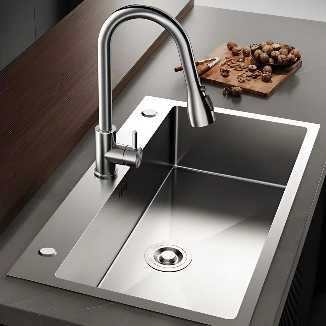 九牧王同款洗菜盆拉丝单槽不锈钢加厚厨房水槽大号台下盆加厚水槽