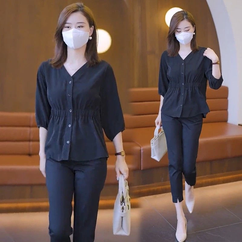 爆款衬衣女时尚遮肚子七分袖上衣2025夏装衬衫设计感洋气收腰小衫