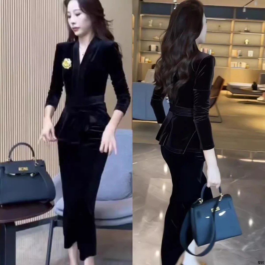 超好看时尚洋气套装裙女2025春季新款休闲v领上衣显瘦遮肚半身裙