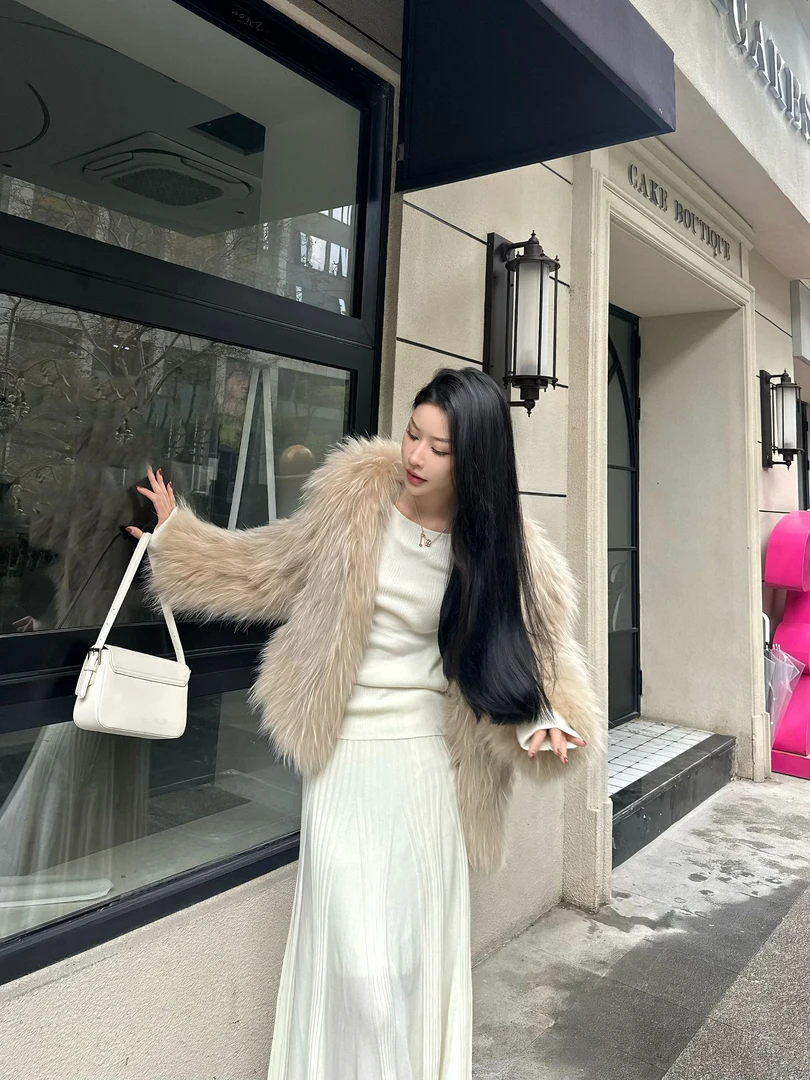 【钱钱专属】新款双面编织貉子毛加密加厚网红外套