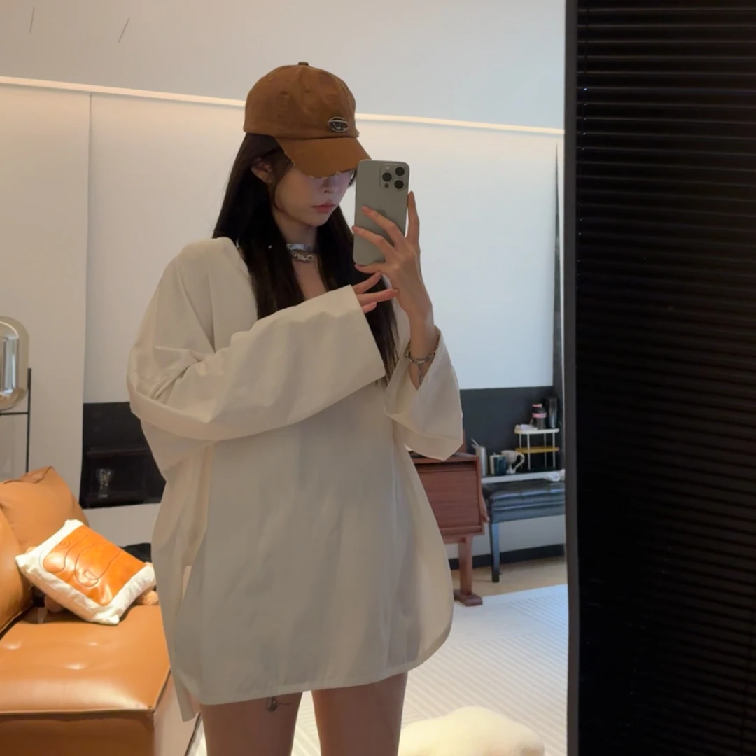 孙妍返场【白Tee】早秋新款女2023新款白色宽松圆领简约百搭长袖T恤