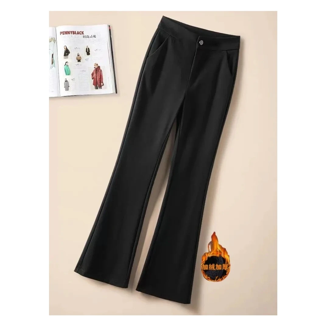 喇叭裤秋冬高腰显瘦2025新款加绒垂感微喇裤百搭休闲西装长裤子女