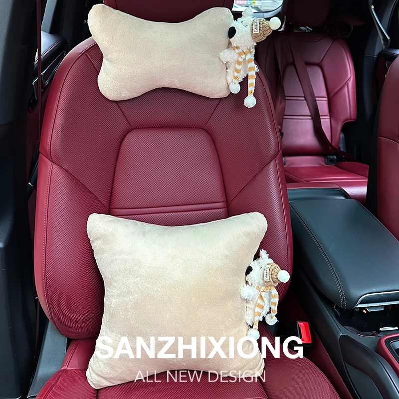 潦草狗车载腰靠可爱汽车座椅护颈头枕腰靠家用办公护腰靠垫