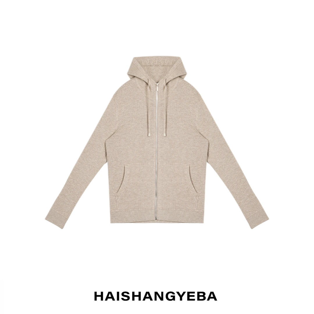 【海上叶爸】新款2024春秋百搭90羊毛10羊绒男女同款宽松连帽衫