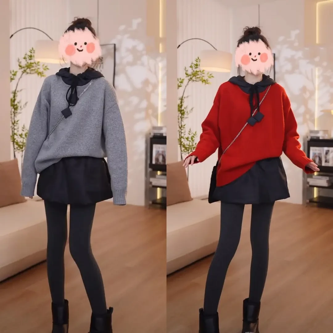 2024秋冬减龄针织连帽套头毛衣