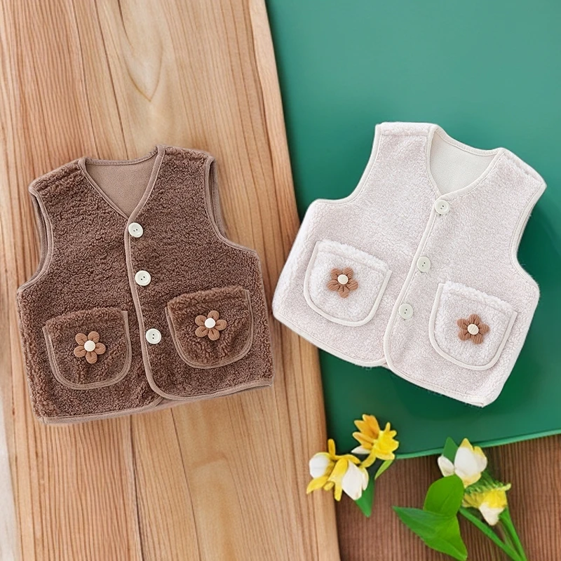 婴儿加绒加厚马夹女宝冬季毛马甲女童马甲羊羔绒秋冬童装返潮复古