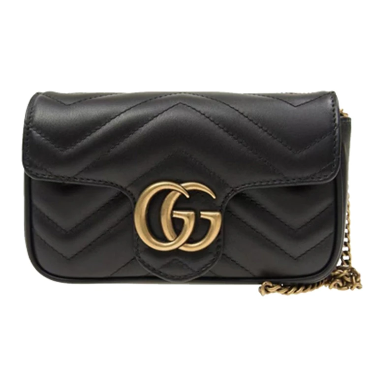 99新 GUCCI/古驰 Marmont系列超mini链条包 黑色/红色