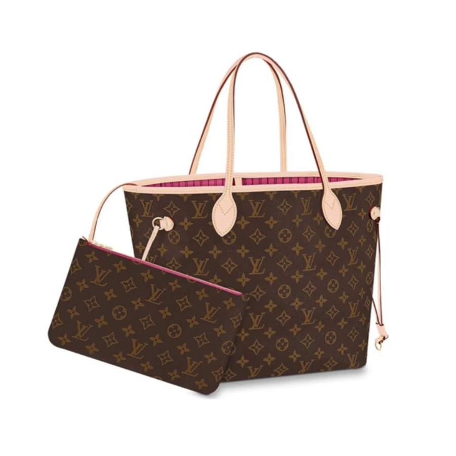 99新 LouisVuitton/路易威登 neverfull玫红色内里