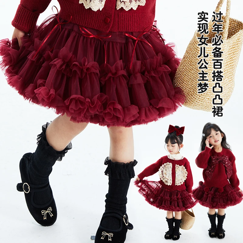 女童TUTU裙圣诞节半身裙女宝宝洋气蛋糕凸凸裙儿童公主裙HS55223