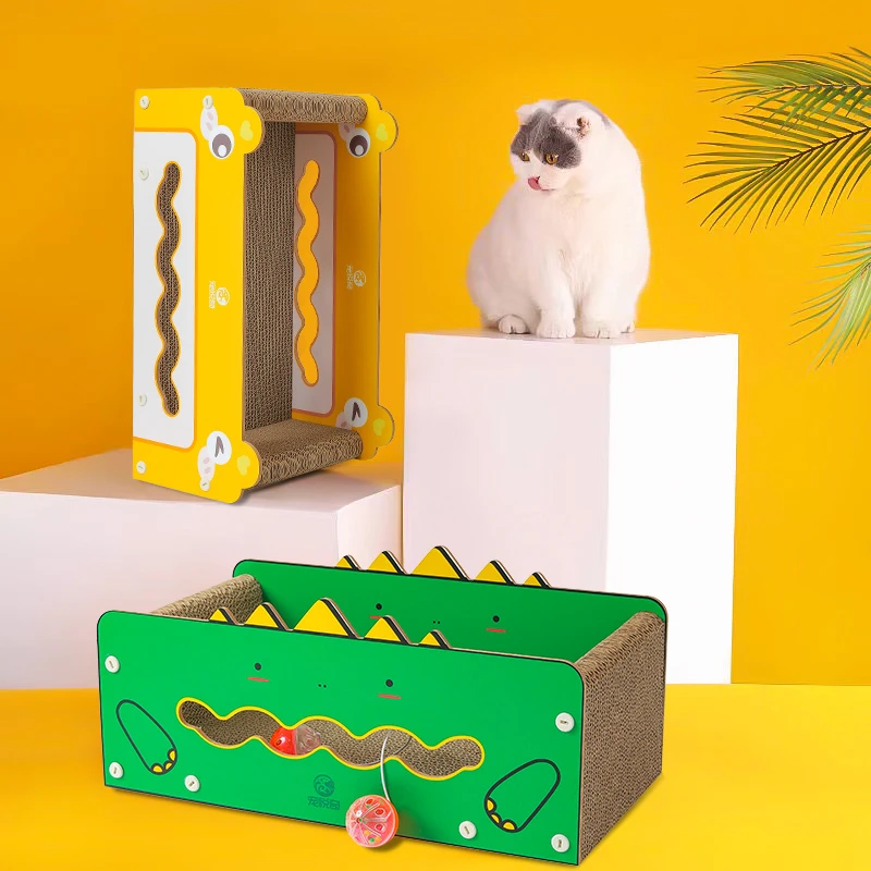 瓦楞纸猫窝猫咪解压抓板加厚耐磨卡通耐抓彩色固定品质卡通小怪兽