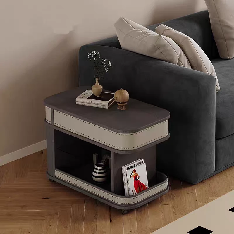 可移动带轮茶几阳台零食推车小户型客厅家用新款旋转升降沙发边柜