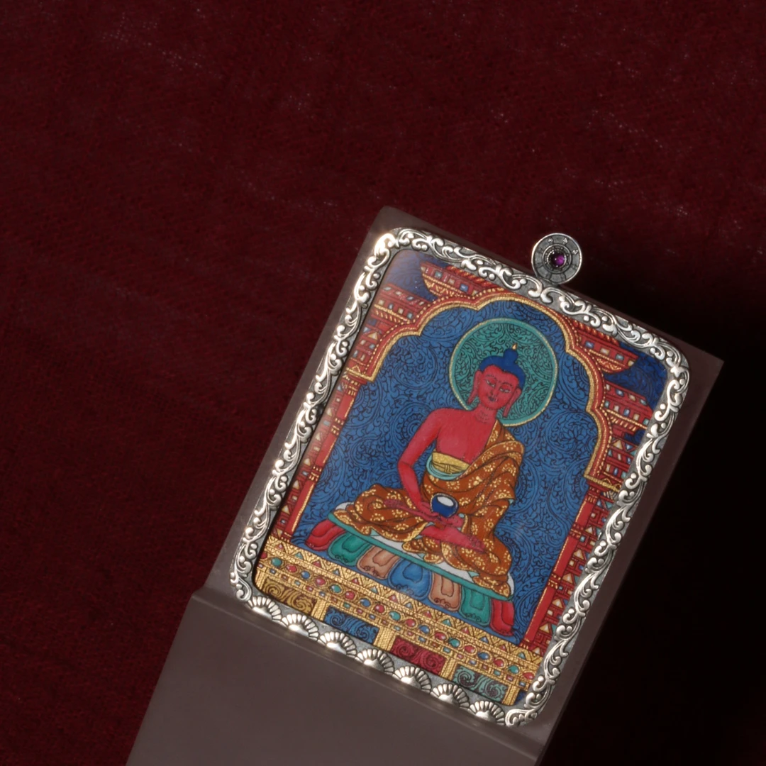 随身手绘微唐小唐卡彩唐齐岗阿弥 吊坠 方形 民族风