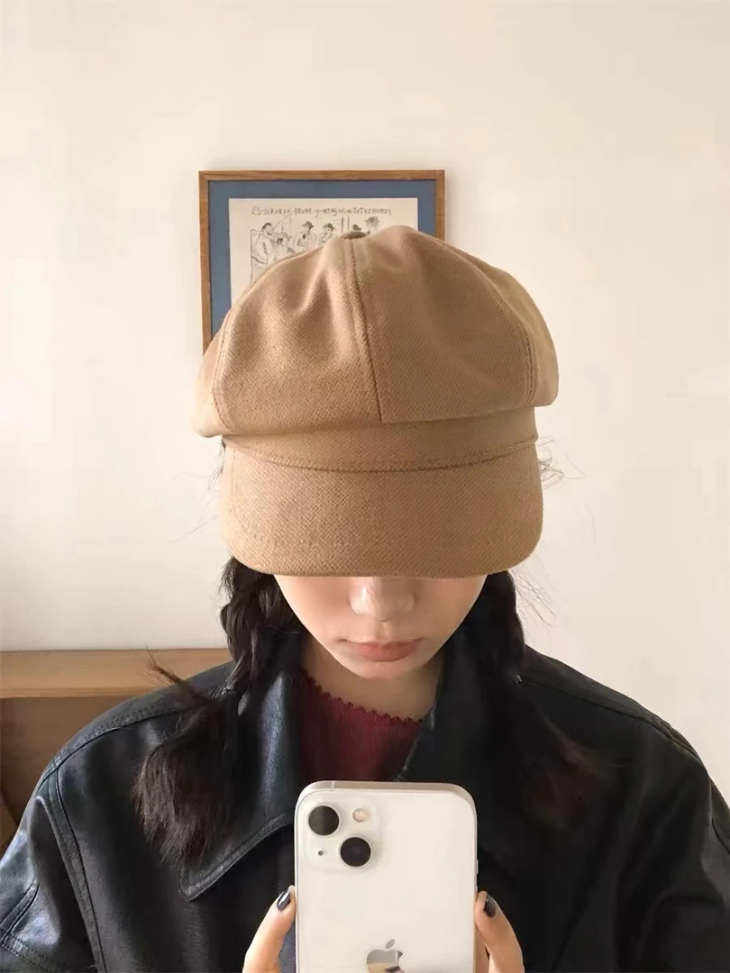 A001-088编号秋冬时尚简约大气百搭帽子女士贝雷帽八角前进帽