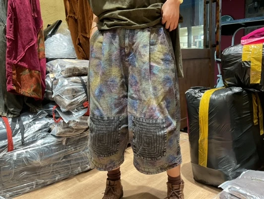 麻苏苏原创  2024文艺复古个性砂洗炒色双层花牛仔裤